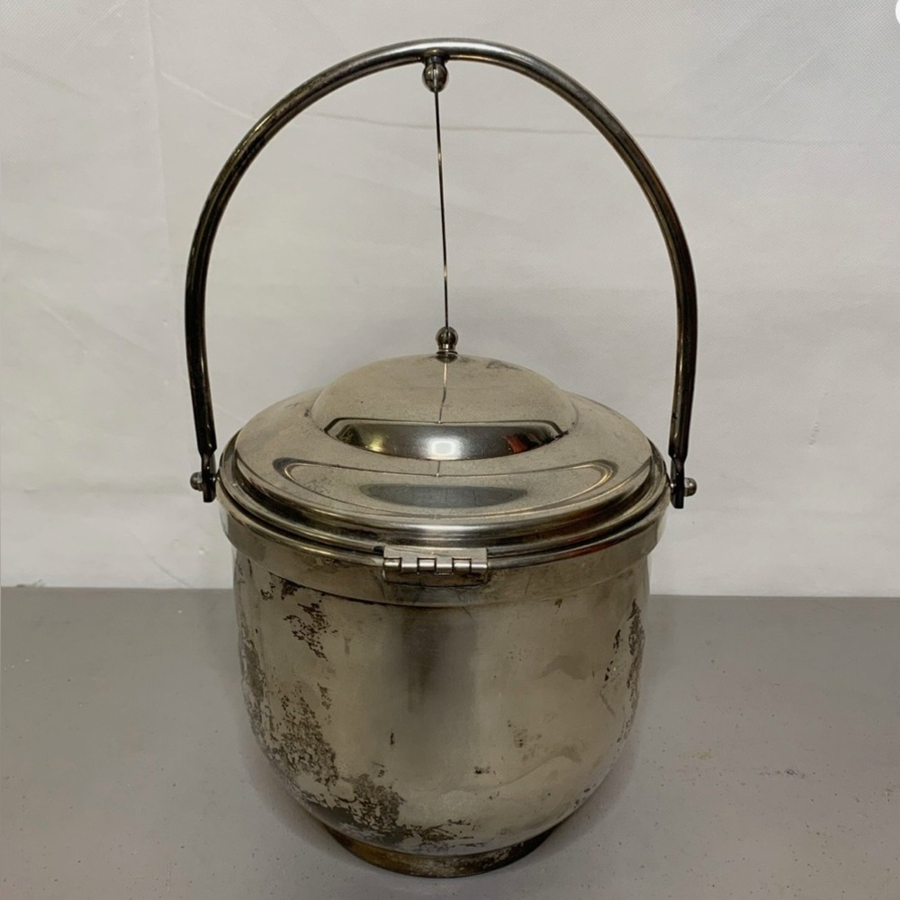 Poole silverplated insulated bucket with swing lid never used!